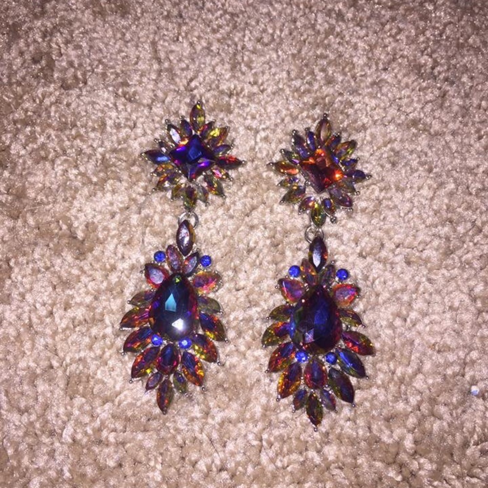Large multi colored crystal earrings